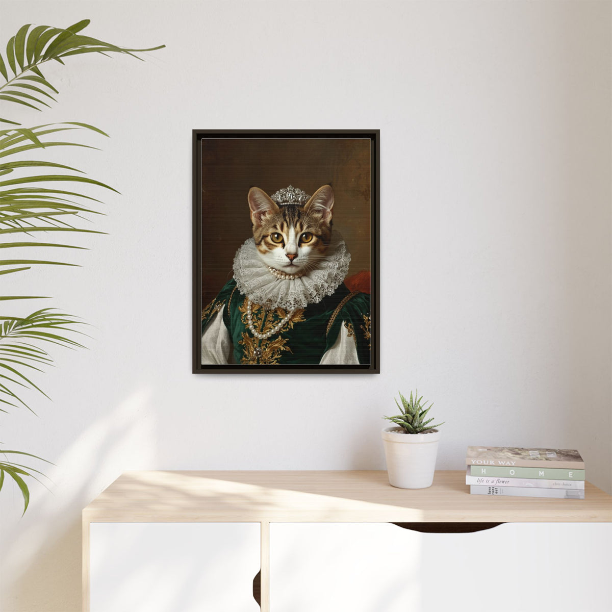 Custom Royal Renaissance Queen Cat Portrait – Personalised Pet Canvas Art