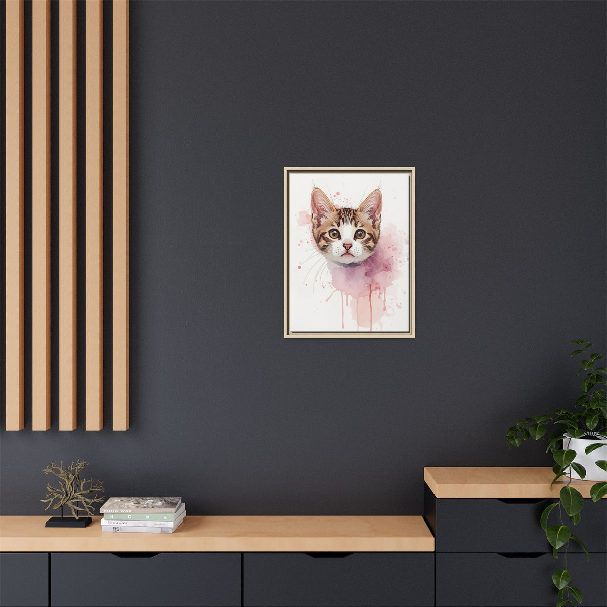 Custom Hand-Finished Watercolor Queen Cat Portrait – Personalised Fine Art Canvas