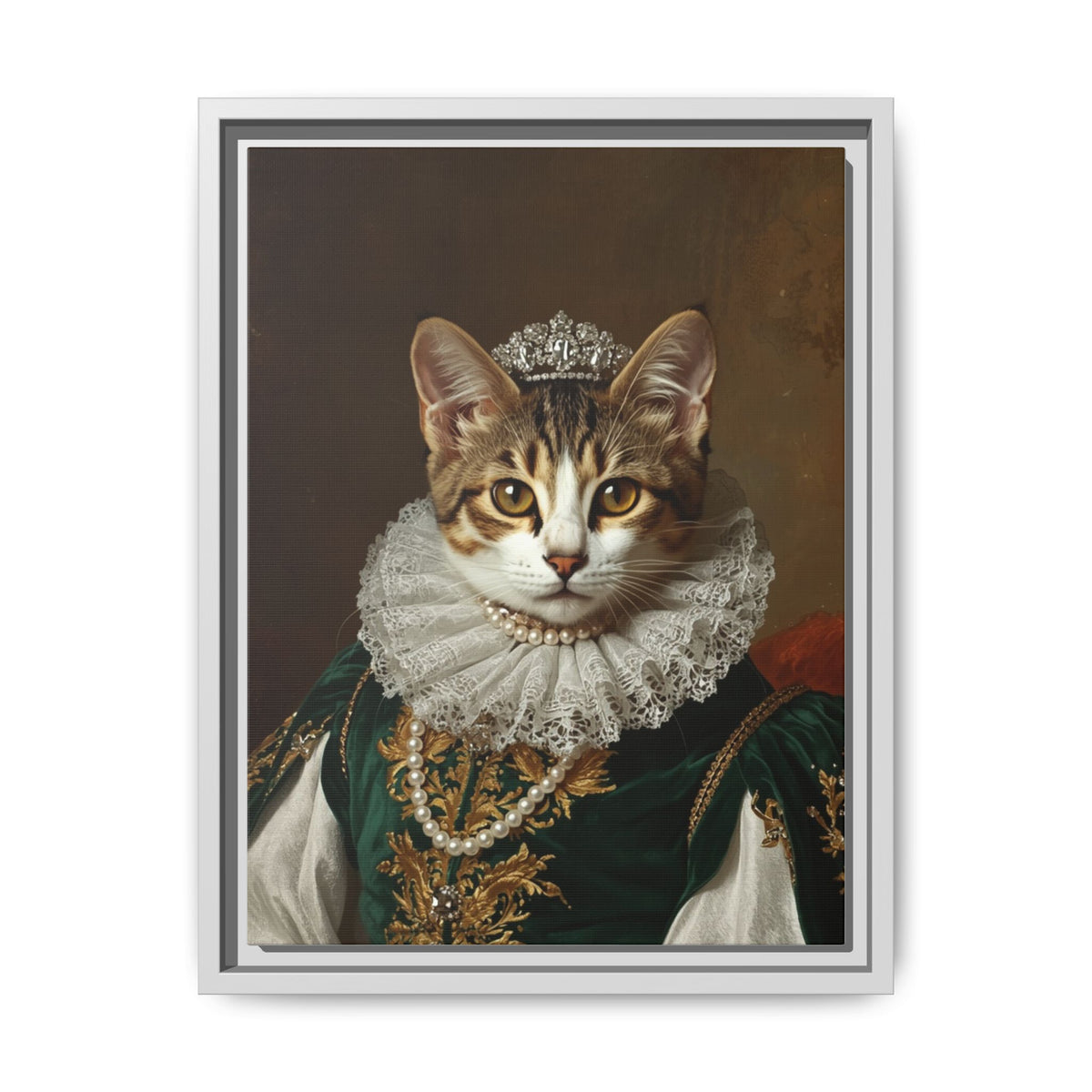 Custom Royal Renaissance Queen Cat Portrait – Personalised Pet Canvas Art