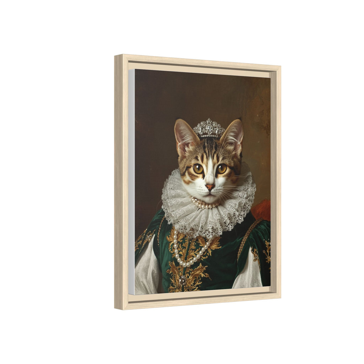 Custom Royal Renaissance Queen Cat Portrait – Personalised Pet Canvas Art