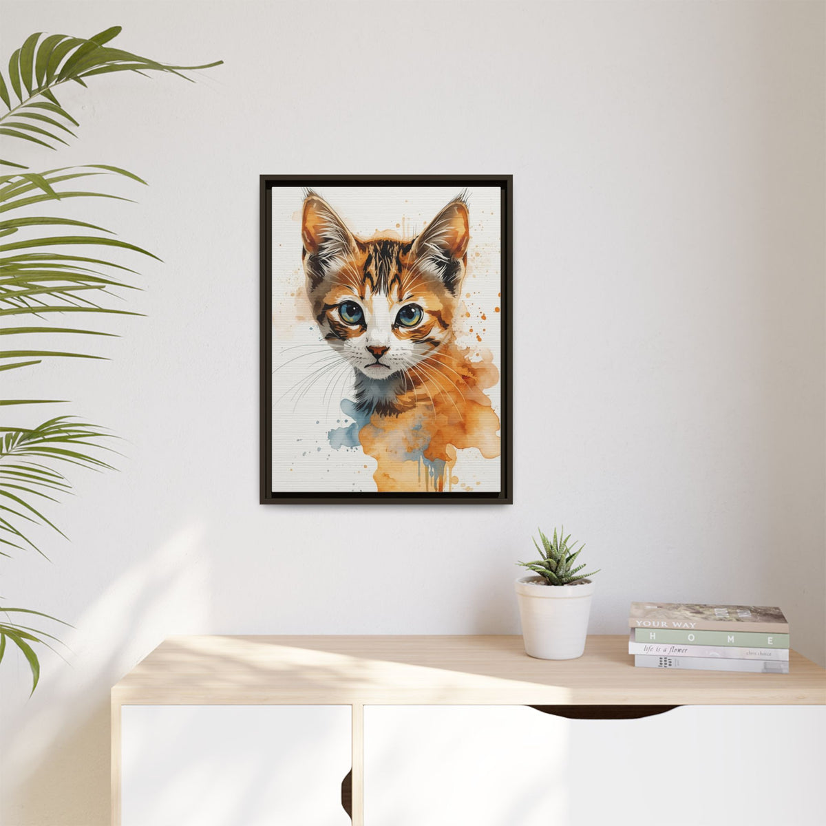 Custom Hand-Finished Watercolor Cat Portrait – Personalised Fine Art Canvas