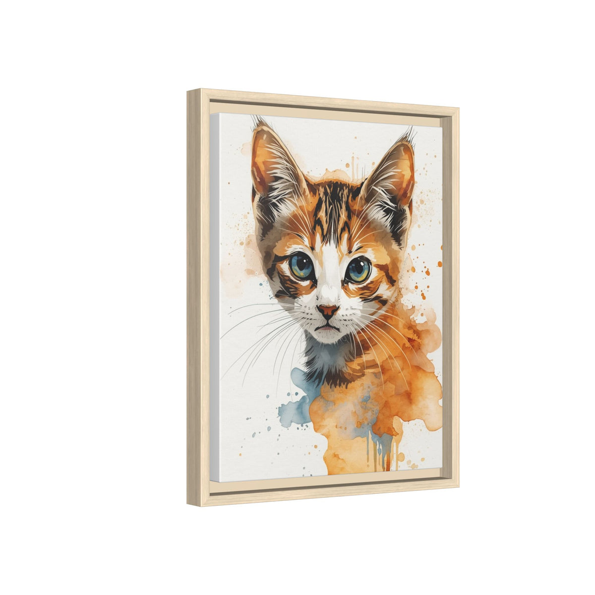 Custom Hand-Finished Watercolor Cat Portrait – Personalised Fine Art Canvas