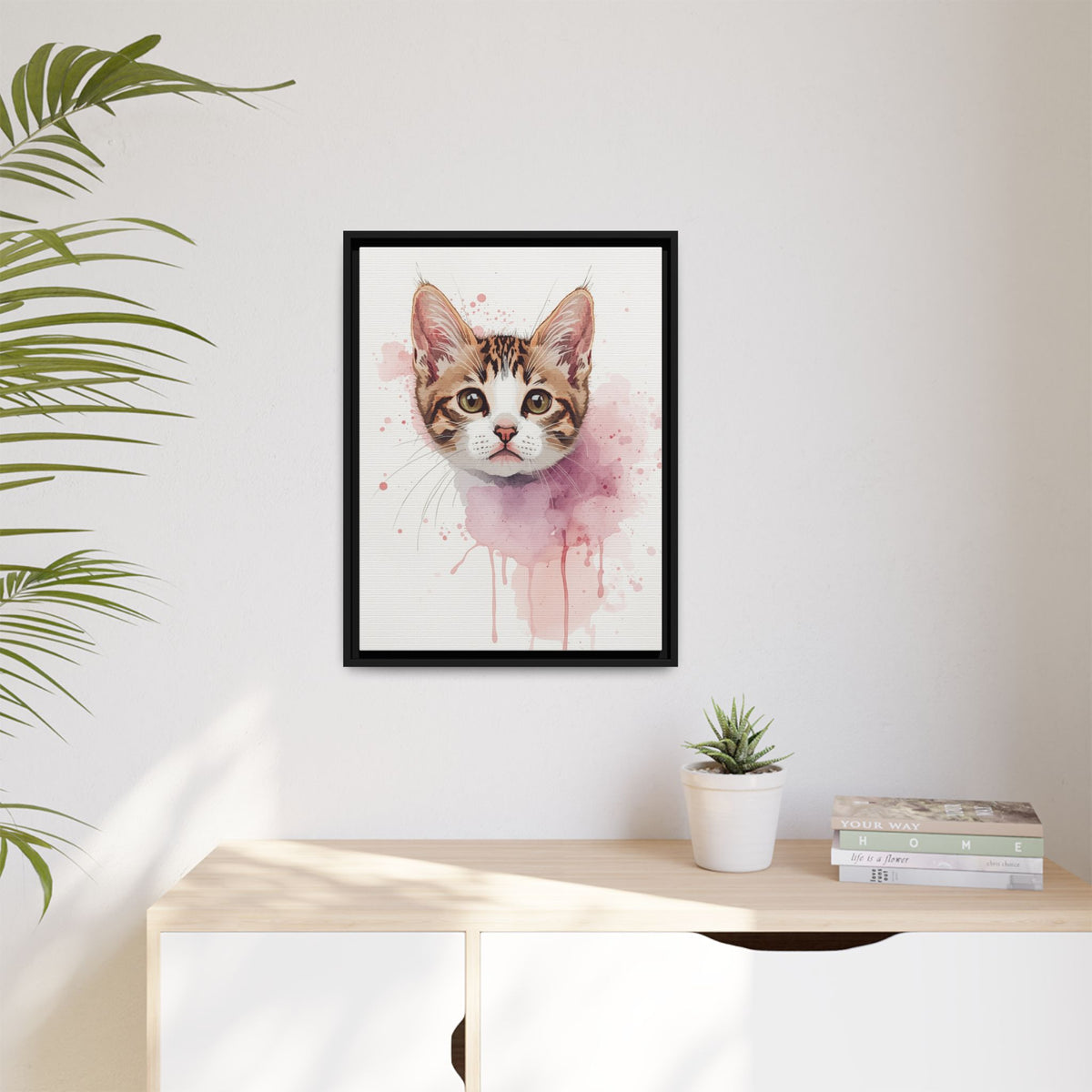Custom Hand-Finished Watercolor Queen Cat Portrait – Personalised Fine Art Canvas