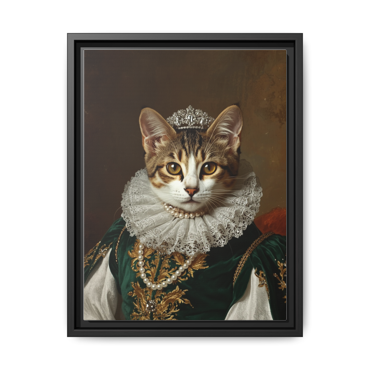Custom Royal Renaissance Queen Cat Portrait – Personalised Pet Canvas Art