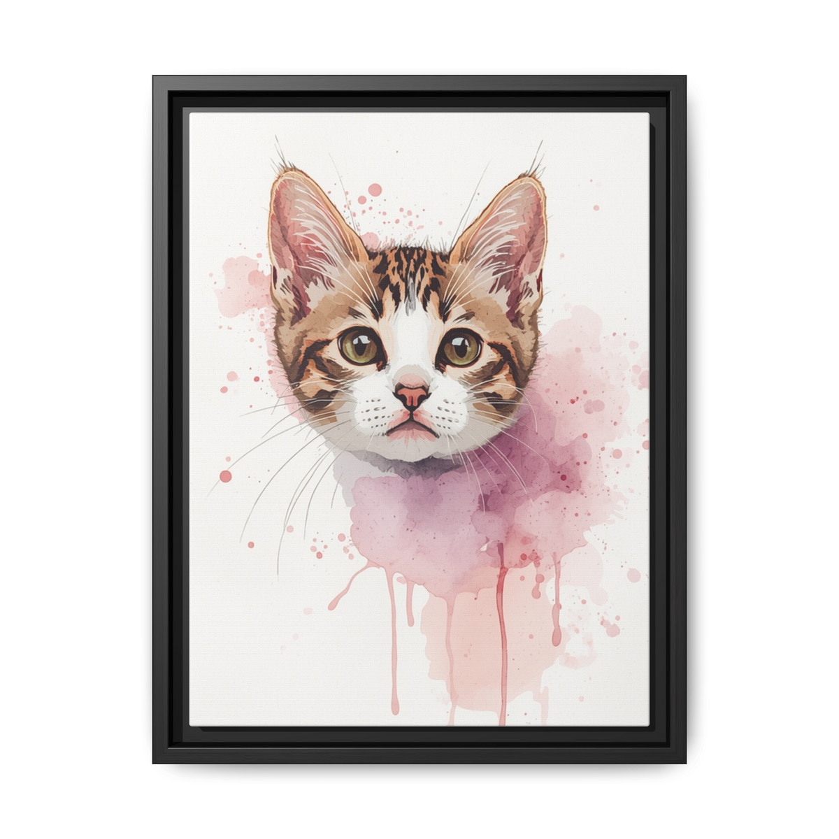 Custom Hand-Finished Watercolor Queen Cat Portrait – Personalised Fine Art Canvas