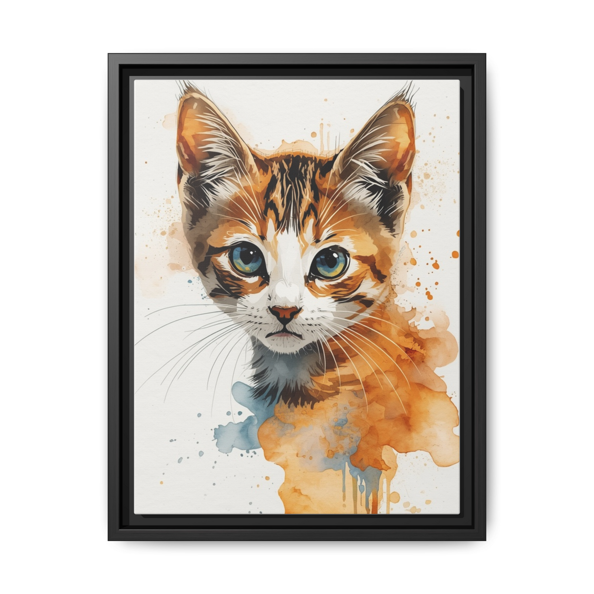 Custom Hand-Finished Watercolor Cat Portrait – Personalised Fine Art Canvas