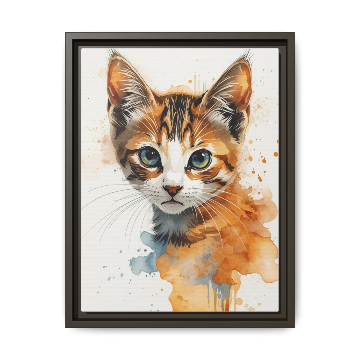 Custom Hand-Finished Watercolor Cat Portrait – Personalised Fine Art Canvas