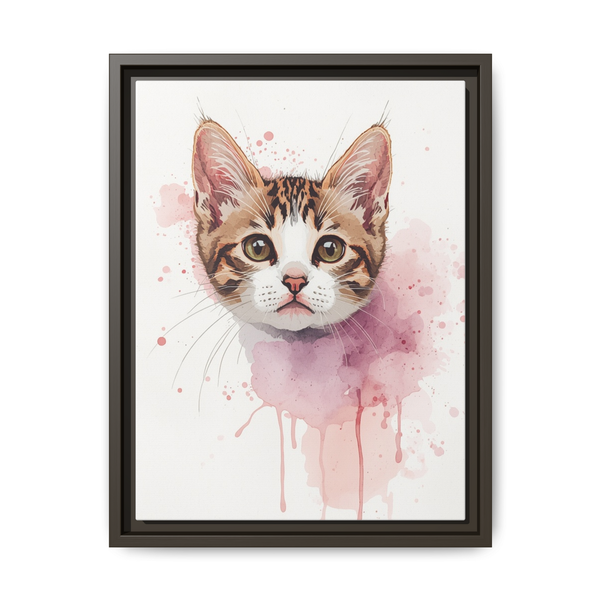Custom Hand-Finished Watercolor Queen Cat Portrait – Personalised Fine Art Canvas