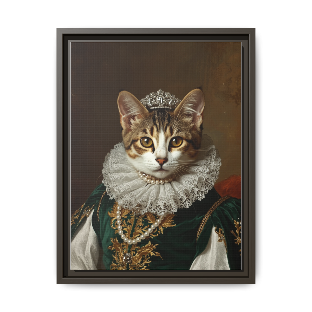 Custom Royal Renaissance Queen Cat Portrait – Personalised Pet Canvas Art