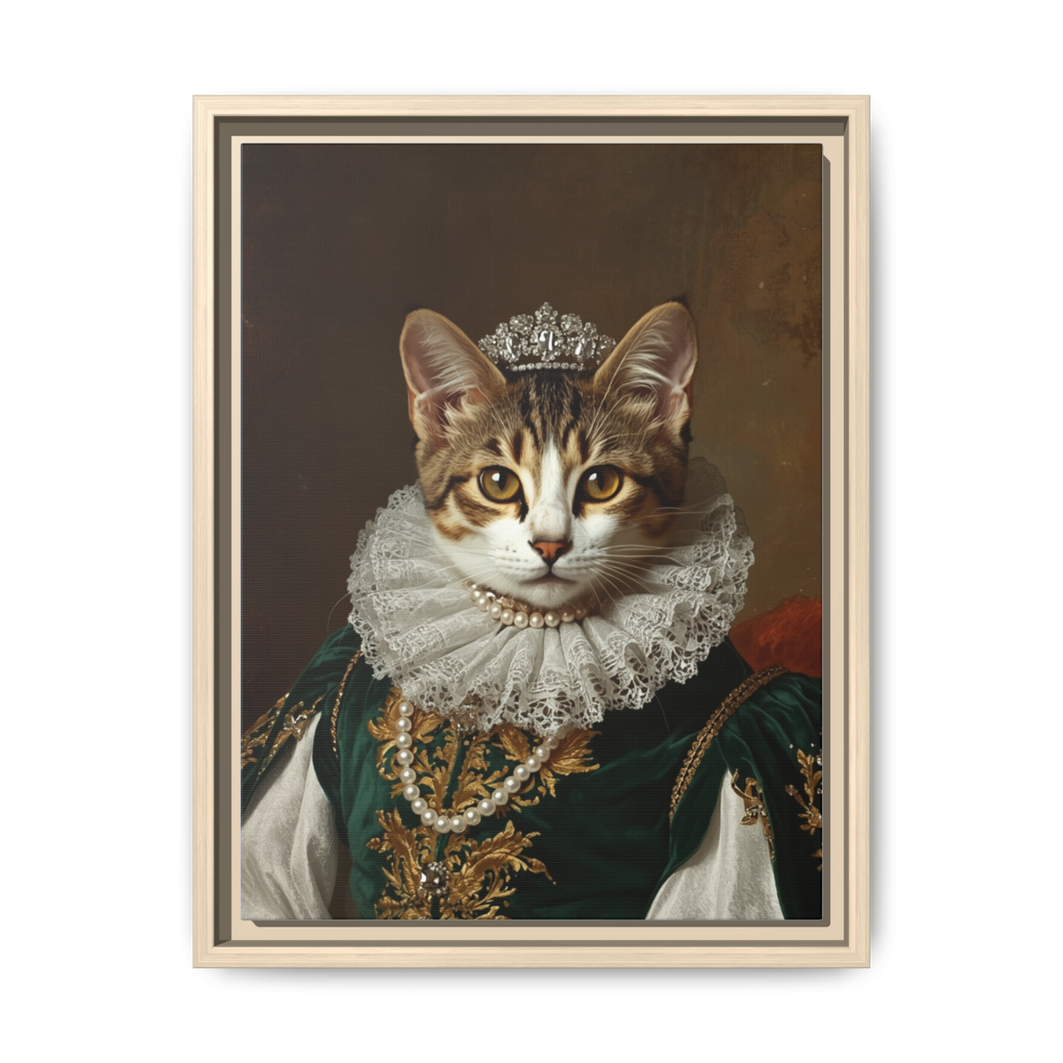 Custom Royal Renaissance Queen Cat Portrait – Personalised Pet Canvas Art