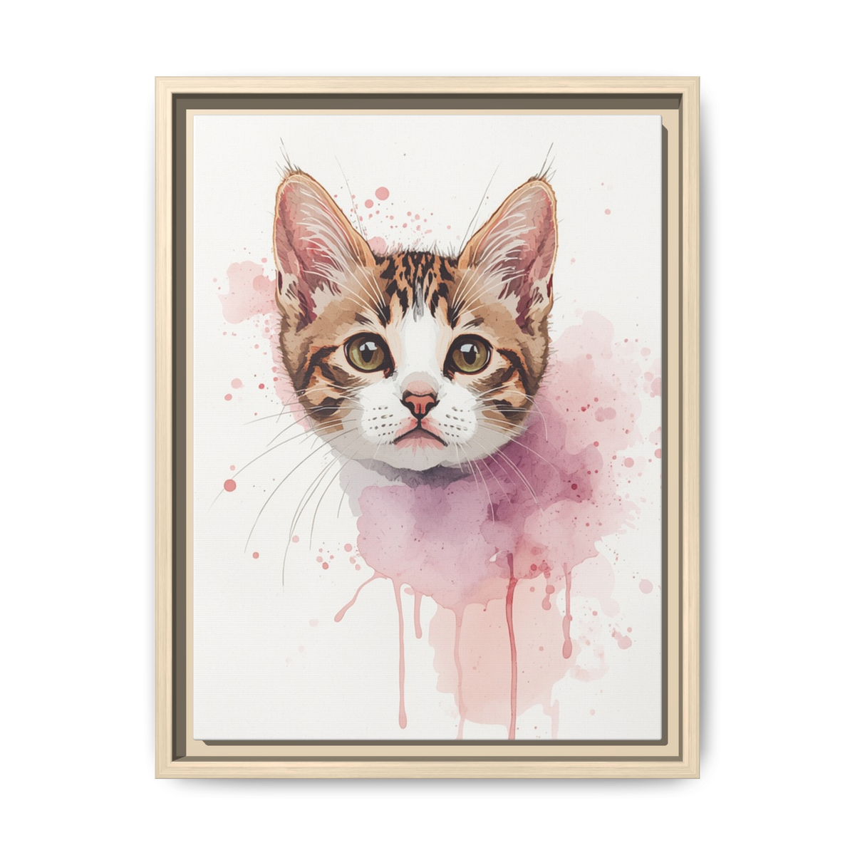 Custom Hand-Finished Watercolor Queen Cat Portrait – Personalised Fine Art Canvas