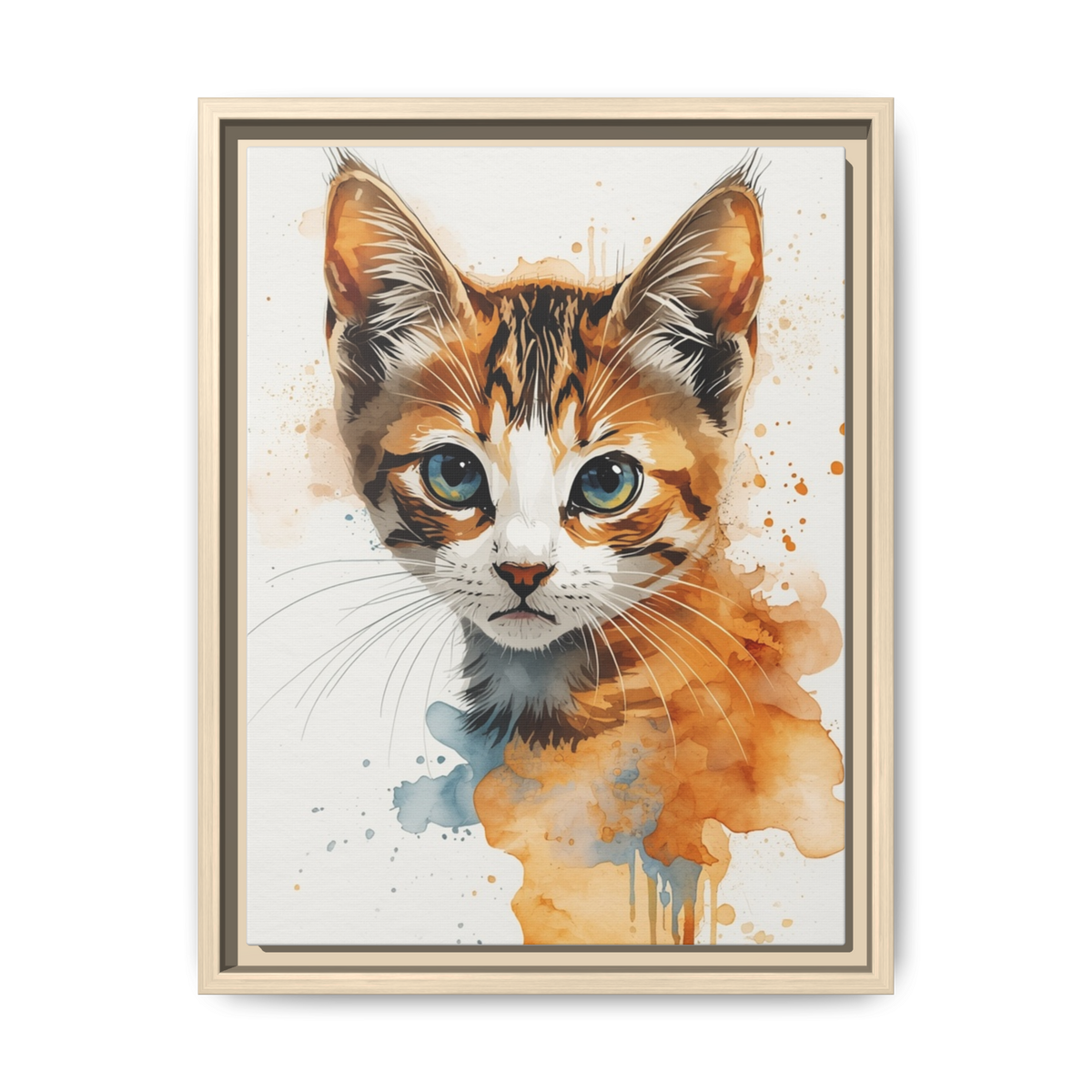Custom Hand-Finished Watercolor Cat Portrait – Personalised Fine Art Canvas
