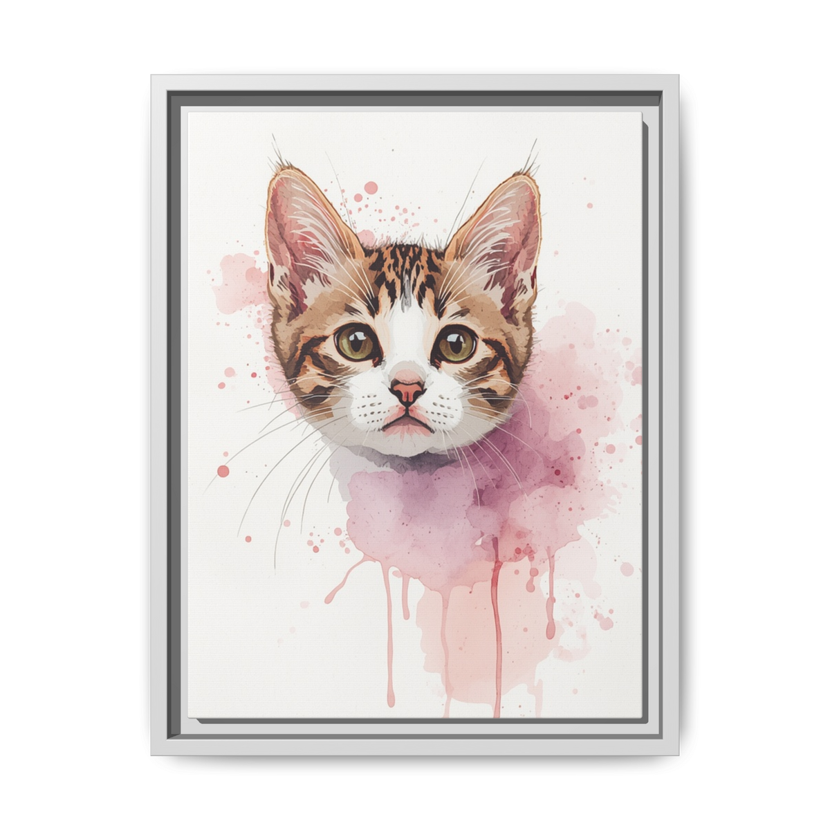 Custom Hand-Finished Watercolor Queen Cat Portrait – Personalised Fine Art Canvas