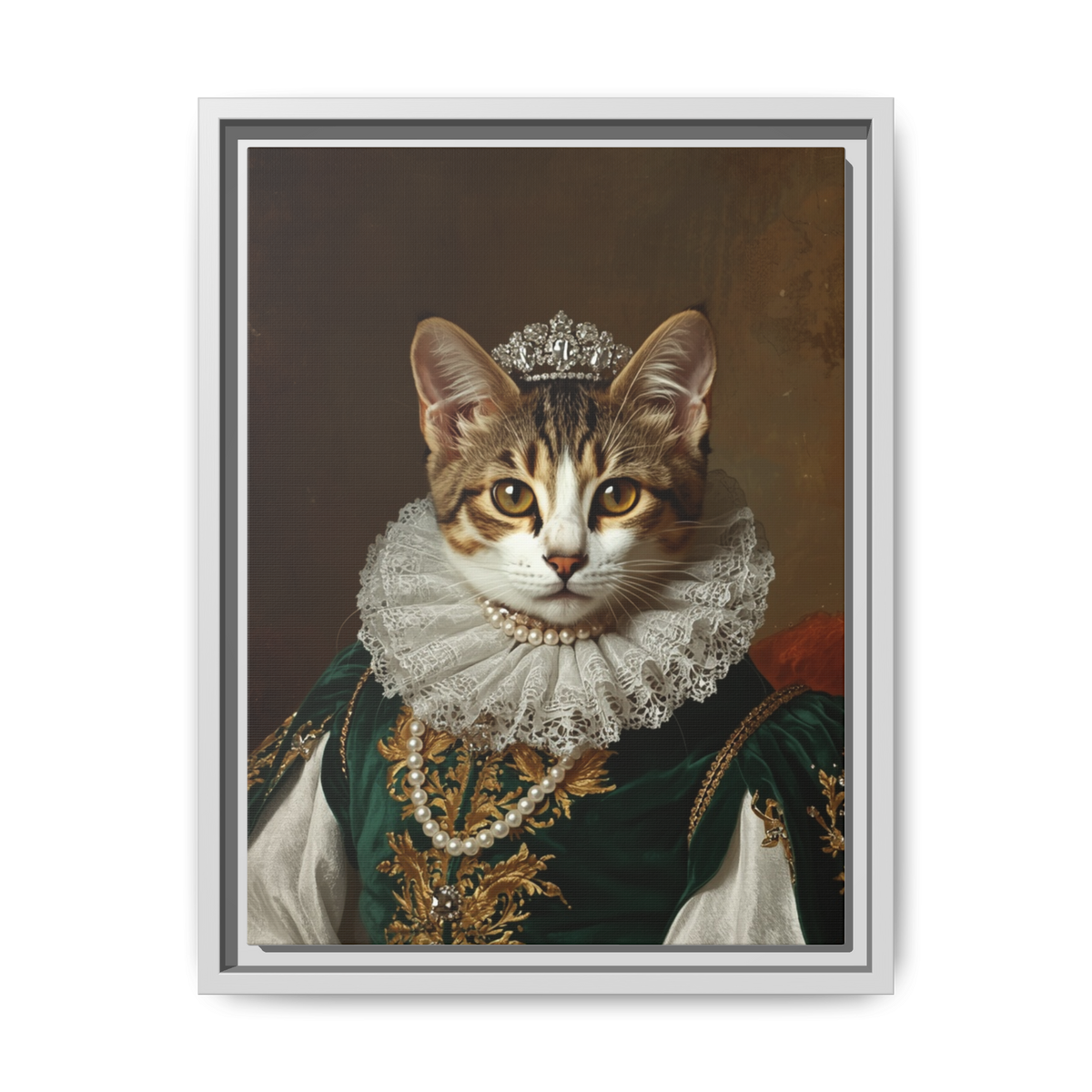 Custom Royal Renaissance Queen Cat Portrait – Personalised Pet Canvas Art