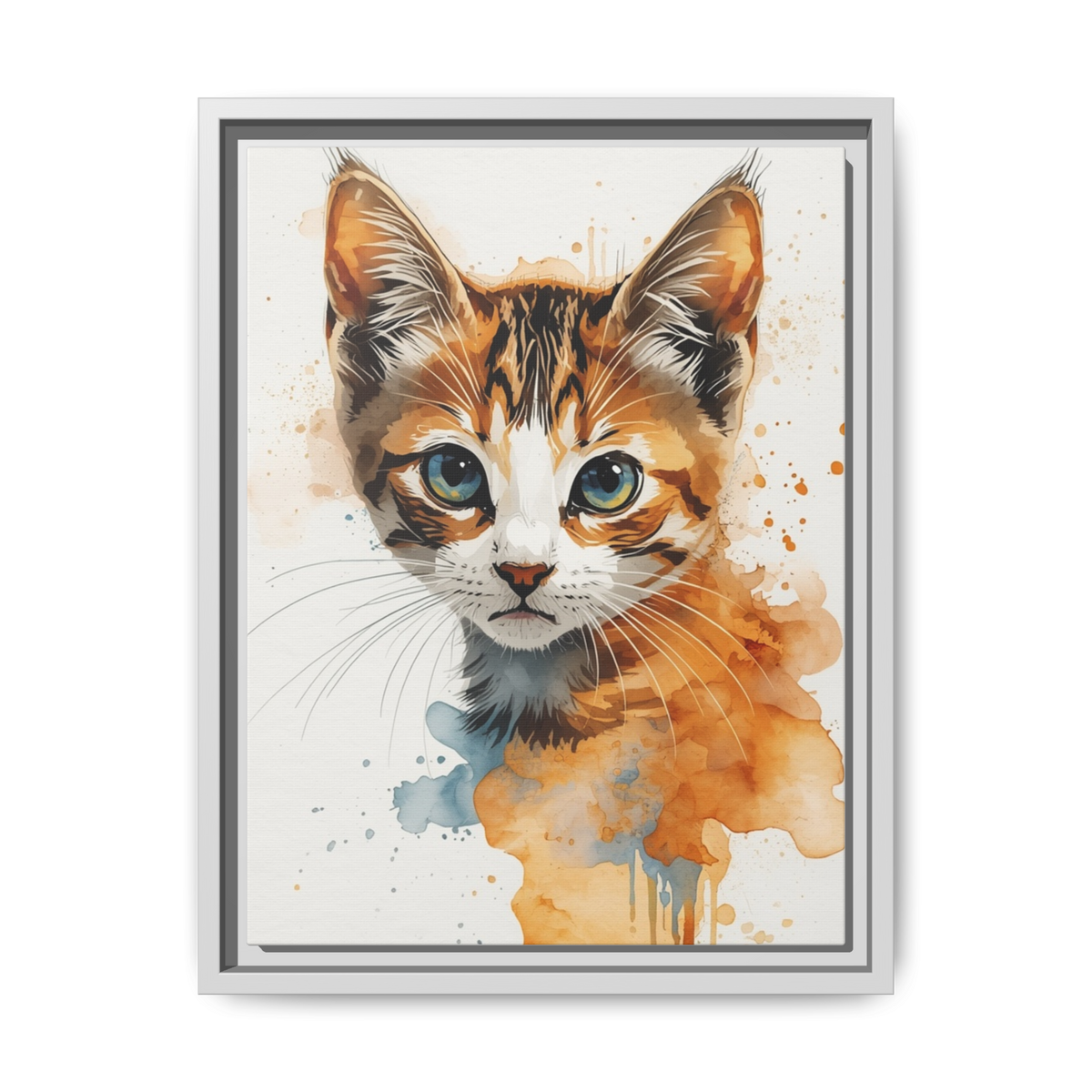 Custom Hand-Finished Watercolor Cat Portrait – Personalised Fine Art Canvas